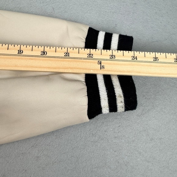 Ricco Gioventu Black "No Joke" Leather Wool Varsity Jacket - Picture 9 of 12